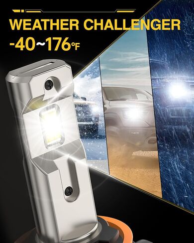 مصابيح LED H11/H9، سطوع فائق 42,000 لومن 900%، حجم هالوجين صغير حقيقي 1:1، لمبة إضاءة ضباب H11، إضاءة بيضاء 6500 كلفن لمصابيح القيادة H11 للسيارات، التوصيل والتشغيل، حزمة من قطعتين in Saudi Arabia