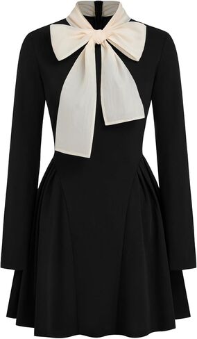 CIDER Mini Dress Turtle Neck Long Sleeve Party Dress Knotted Ruffle Middle Waist Fall Dresses for Women in Saudi Arabia
