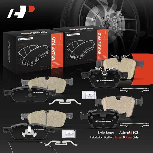 A-Premium Front and Rear Ceramic Disc Brake Pads Set Compatible with Jaguar & Land Rover Models - XE2017-2019, F-Pace/XF 2017-2020, E-Pace 18-19, Range Rover Evoque, Range Rover Velar, Discovery Sport in Saudi Arabia
