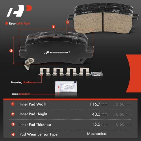 A-Premium Rear Ceramic Disc Brake Pads Set Compatible with Honda Odyssey 2018-2023 & Acura MDX 2017-2020, TLX 2015-2020, RLX 2014-2020, 4 Pcs in Saudi Arabia