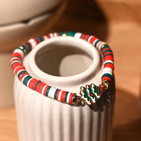 Christmas Bracelets 6 Pack Polymer Clay Jewelry Merry Christmas Gifts for Women Teens Girl Gifts in Saudi Arabia