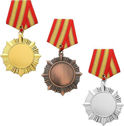 3PCS Medal Pins, Military Heroes Badge, Competition Sports Award Honor Metal Vintage Brooch For Colonel Patriot Royal Prince Army War Uniform Men Costume Ribbon Epaulets Shoulder Pads Officer Jacket in Saudi Arabia