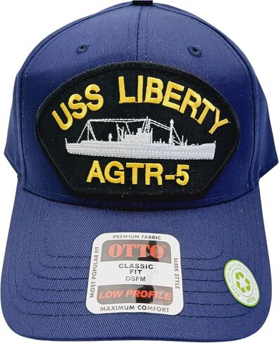 قبعة بيسبول USS Liberty AGTR-5 باللون الأزرق الداكن مع رقعة مطرزة، مقاس كلاسيكي in Saudi Arabia