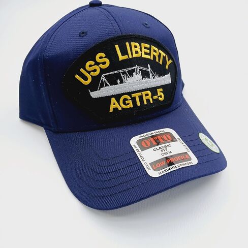 قبعة بيسبول USS Liberty AGTR-5 باللون الأزرق الداكن مع رقعة مطرزة، مقاس كلاسيكي in Saudi Arabia