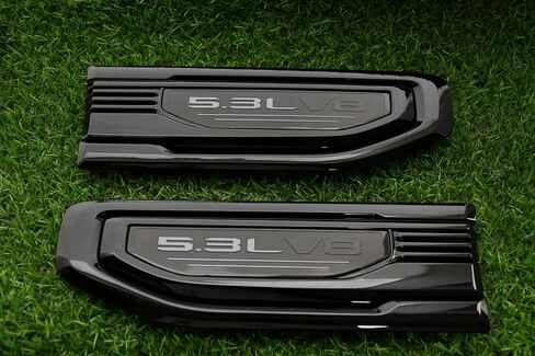 زوج جديد 5.3L V8 تنفيس مجموعة شعارات شعارات ثلاثية الأبعاد للسائق والركاب شارة جانبية متوافقة مع 2019-2024 GMC Sierra GM 85160715 86532094 (رمادي أسود) in Kuwait