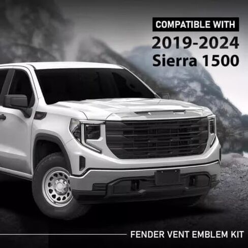 زوج جديد 5.3L V8 تنفيس مجموعة شعارات شعارات ثلاثية الأبعاد للسائق والركاب شارة جانبية متوافقة مع 2019-2024 GMC Sierra GM 85160715 86532094 (رمادي أسود) in Kuwait