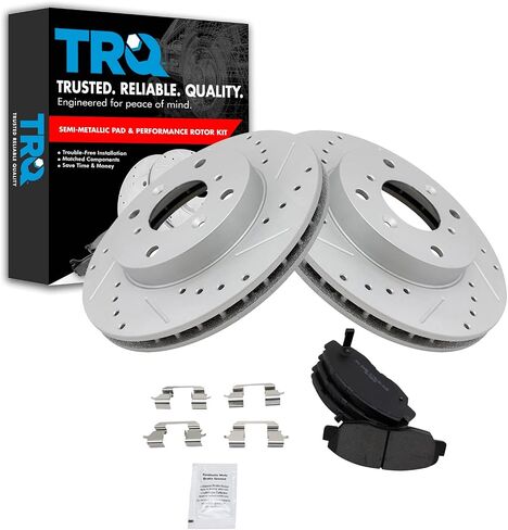 TRQ Front Performance Brake Pad & Rotor Kit Brake Pads Brake Rotors Set Semi-Metallic Premium G-Coated Compatible with 1998-1999 Acura CL 1998-2002 Honda Accord in Saudi Arabia