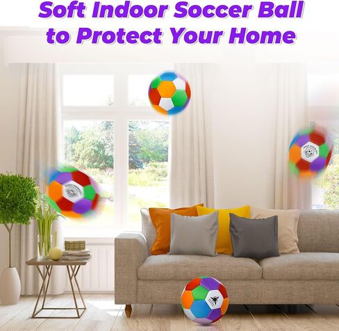 Indoor Soccer Ball Size 4 - Soft House Soccer Ball Size 4 for Protect Inside Home Furniture Silent Size 4 Soccer Ball for Girls Kids Youth Boys Fun Soccer Gifts Birthday Christmas in Kuwait