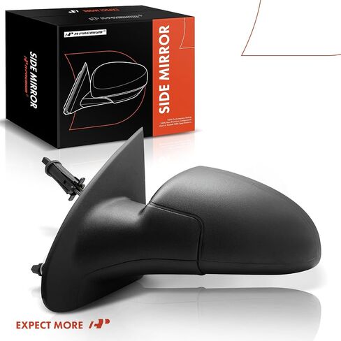 مرآة باب يدوية جانبية للسائق من A-Premium - متوافقة مع شيفروليه كوبالت 2005-2010 وبونتياك G5 2007-2010 - مرآة رؤية خلفية خارجية غير قابلة للطي يدويًا باللون الأسود - استبدال # 15943879 in Saudi Arabia