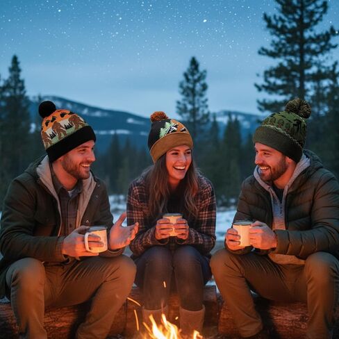 Berlune 3 Pcs Sasquatch Winter Beanie Hat for Men Winter Knit Cuffed Beanie for Men Women Warm Christmas Outdoor Gifts in Saudi Arabia