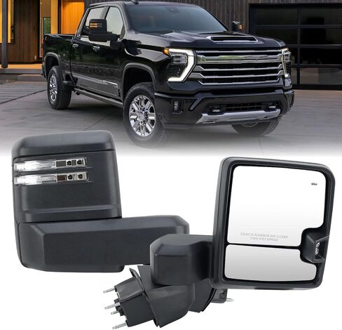 Driver Side Mirror for 2019 2020 2021 2022 2023 Chevy Silverado GMC Sierra 2500HD 3500HD Towing Mirror with Heated Signal Light BLIS Puddle Light Manual Folding Textured Black（11 Pins） in Saudi Arabia