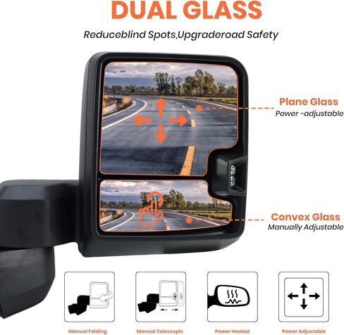 Driver Side Mirror for 2019 2020 2021 2022 2023 Chevy Silverado GMC Sierra 2500HD 3500HD Towing Mirror with Heated Signal Light BLIS Puddle Light Manual Folding Textured Black（11 Pins） in Saudi Arabia