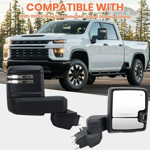Driver Side Mirror for 2019 2020 2021 2022 2023 Chevy Silverado GMC Sierra 2500HD 3500HD Towing Mirror with Heated Signal Light BLIS Puddle Light Manual Folding Textured Black（11 Pins） in Saudi Arabia