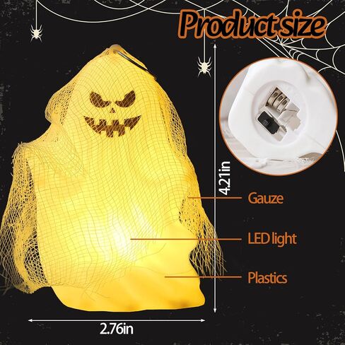 2PCS Halloween Decor Lantern for Bedroom Home Decoration, Mini Flameless Ghost Lights for Halloween Party Supplies Gifts Outdoor Indoor Table Hanging Decor, Spooky Cute Ghost Night Light in Saudi Arabia