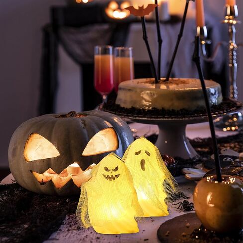2PCS Halloween Decor Lantern for Bedroom Home Decoration, Mini Flameless Ghost Lights for Halloween Party Supplies Gifts Outdoor Indoor Table Hanging Decor, Spooky Cute Ghost Night Light in Saudi Arabia