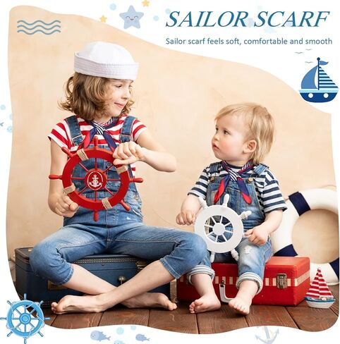 Xtinmee 12 Pack Nautical Square Scarf Red White and Blue Scarf Imitated Silk Sailor Neck Scarf for Women Ladies Stewardess, Elegant Style in Kuwait