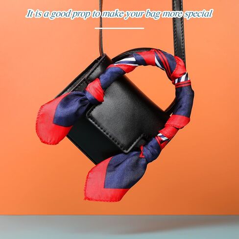 Xtinmee 12 Pack Nautical Square Scarf Red White and Blue Scarf Imitated Silk Sailor Neck Scarf for Women Ladies Stewardess, Elegant Style in Kuwait