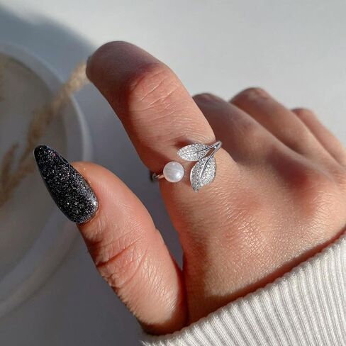 LadayPoa Adjustable Wrap Leaf Rings for Women Silver Plated Cubic Zirconia Open Stackable Branch Leaves CZ Ring Engagement Wedding Bands for Bridel Zircon Promise Jewelry in Saudi Arabia
