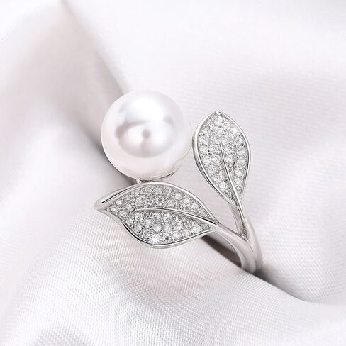 LadayPoa Adjustable Wrap Leaf Rings for Women Silver Plated Cubic Zirconia Open Stackable Branch Leaves CZ Ring Engagement Wedding Bands for Bridel Zircon Promise Jewelry in Saudi Arabia
