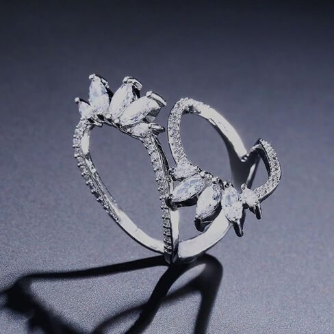 LadayPoa Adjustable Wrap Leaf Rings for Women Silver Plated Cubic Zirconia Open Stackable Branch Leaves CZ Ring Engagement Wedding Bands for Bridel Zircon Promise Jewelry in Saudi Arabia