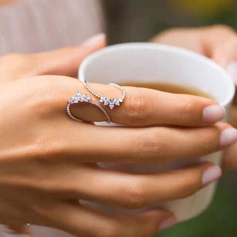 LadayPoa Adjustable Wrap Leaf Rings for Women Silver Plated Cubic Zirconia Open Stackable Branch Leaves CZ Ring Engagement Wedding Bands for Bridel Zircon Promise Jewelry in Saudi Arabia