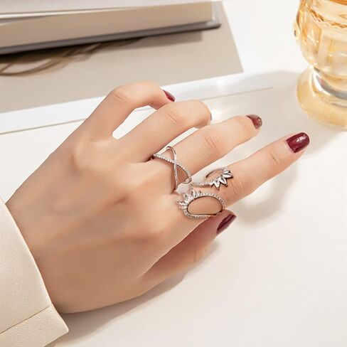 LadayPoa Adjustable Wrap Leaf Rings for Women Silver Plated Cubic Zirconia Open Stackable Branch Leaves CZ Ring Engagement Wedding Bands for Bridel Zircon Promise Jewelry in Saudi Arabia