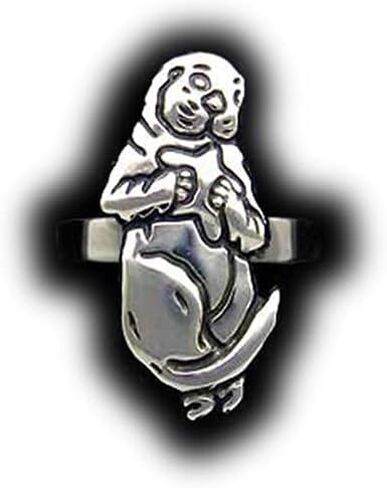 Sea Otter Ring in Solid Sterling Silver Hand Carved & Cast by Paxton in Saudi Arabia