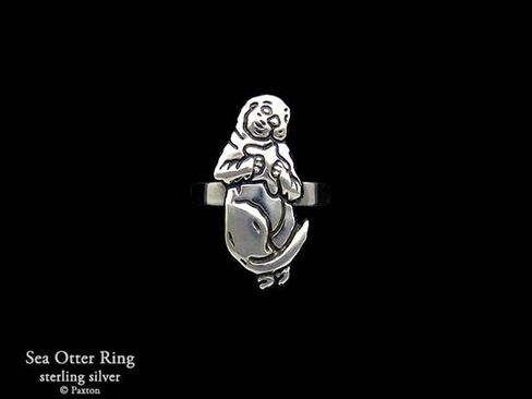 Sea Otter Ring in Solid Sterling Silver Hand Carved & Cast by Paxton in Saudi Arabia
