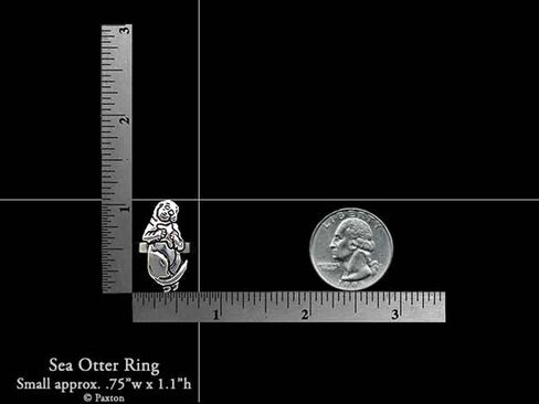 Sea Otter Ring in Solid Sterling Silver Hand Carved & Cast by Paxton in Saudi Arabia