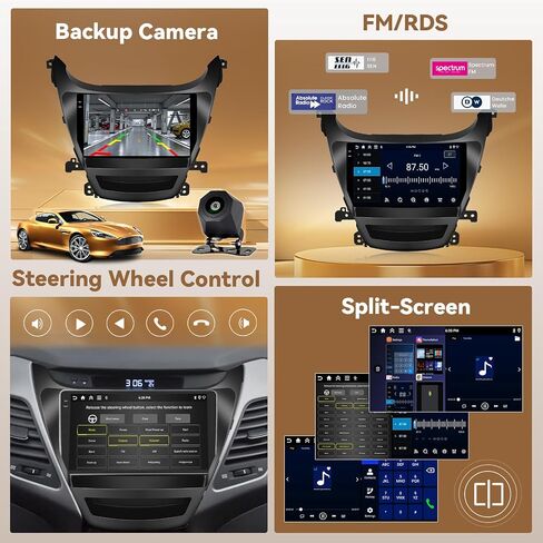Hikity 4+64g Android 13 Stereo Car Stereo for Hyundai Elantra 2014-2016 Radio ، 9 بوصة راديو شاشة تعمل باللمس مع Apple Carplay Android Auto ، Bluetooth GPS wifi 36eq dsp fm rds swc+mic in Kuwait