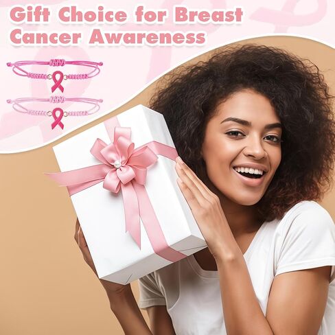 16 Pcs Breast Cancer Awareness Bracelets Adjustable Pink Ribbon Bracelets for Fundraiser Events Survivor Support in Kuwait