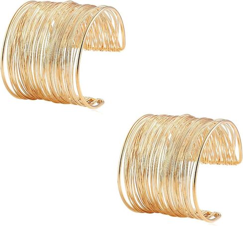 2pcs Arm Wide Cuff Jewelry for Women Adjustable Chunky Gold Cuff Bangle Bracelet Armband Upper Boho Summer Beach Statement Bracelets in Saudi Arabia
