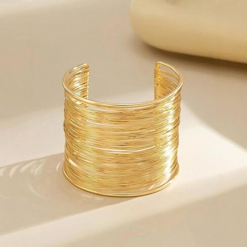 2pcs Arm Wide Cuff Jewelry for Women Adjustable Chunky Gold Cuff Bangle Bracelet Armband Upper Boho Summer Beach Statement Bracelets in Saudi Arabia