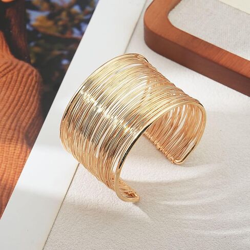 2pcs Arm Wide Cuff Jewelry for Women Adjustable Chunky Gold Cuff Bangle Bracelet Armband Upper Boho Summer Beach Statement Bracelets in Saudi Arabia