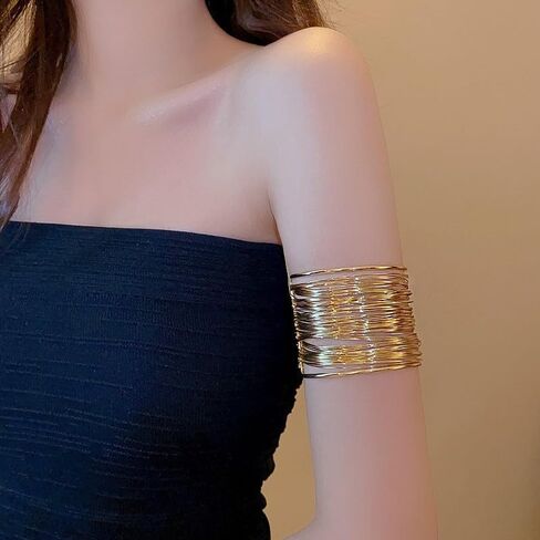 2pcs Arm Wide Cuff Jewelry for Women Adjustable Chunky Gold Cuff Bangle Bracelet Armband Upper Boho Summer Beach Statement Bracelets in Saudi Arabia