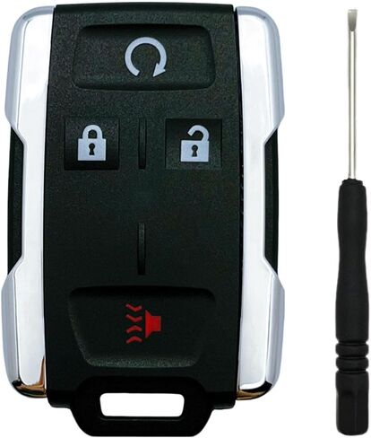 Replacement Key Fob Shell Case Fits for Keyless 4 Buttons Chevy Silverado Colorado GMC Canyon Sierra 2014 2015 2016 2017 2018 2019 2020 2021 Entry Remote Control Key Cover (Silver) in Saudi Arabia