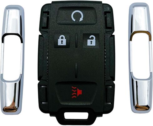 Replacement Key Fob Shell Case Fits for Keyless 4 Buttons Chevy Silverado Colorado GMC Canyon Sierra 2014 2015 2016 2017 2018 2019 2020 2021 Entry Remote Control Key Cover (Silver) in Saudi Arabia