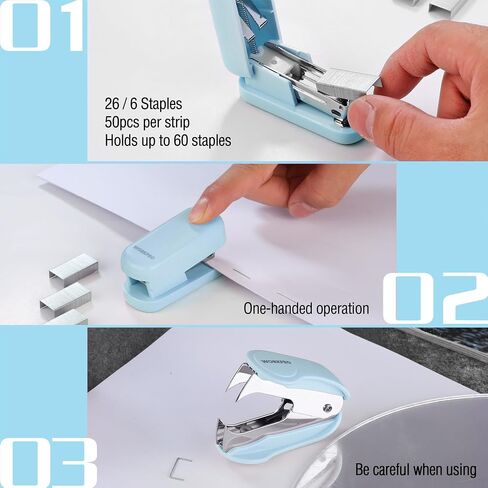 Stapler Mini Stapler مع Staples ، مجموعة Stapler الوردي تشمل اثنين من الدبابيس الصغيرة ، مزيل واحد من المواد الغذائية ، 2000 Staples القياسية - Staplers لطيف للمكتب مع قاعدة غير انزلاق ، تصميم القفل ، دباسة المكتب in Kuwait