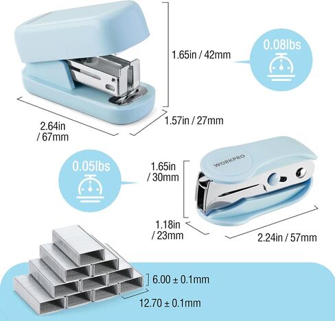 Stapler Mini Stapler مع Staples ، مجموعة Stapler الوردي تشمل اثنين من الدبابيس الصغيرة ، مزيل واحد من المواد الغذائية ، 2000 Staples القياسية - Staplers لطيف للمكتب مع قاعدة غير انزلاق ، تصميم القفل ، دباسة المكتب in Kuwait