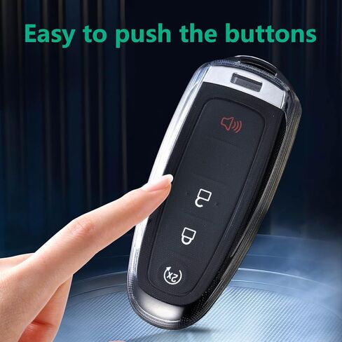 لغطاء Ford Key Fob من مادة TPU 5 أزرار حافظة مفتاح السيارة تناسب Ford Edge Escape Expedition Explorer Fusion Mustang Ranger F-150 F-250 غطاء حماية لمفتاح السيارة عن بعد (أسود) in Kuwait