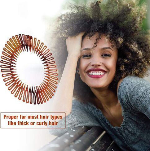 Shappy 9 Pieces Full Circular Stretch Comb Flexible Plastic Circle Comb Stretch Hair Headband Hairband Holder for Women Girls, 3 Colors(Black, Coffee, Tortoise Shell) in Saudi Arabia