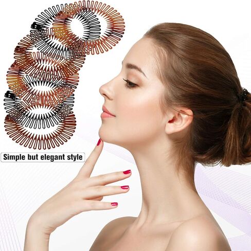 Shappy 9 Pieces Full Circular Stretch Comb Flexible Plastic Circle Comb Stretch Hair Headband Hairband Holder for Women Girls, 3 Colors(Black, Coffee, Tortoise Shell) in Saudi Arabia