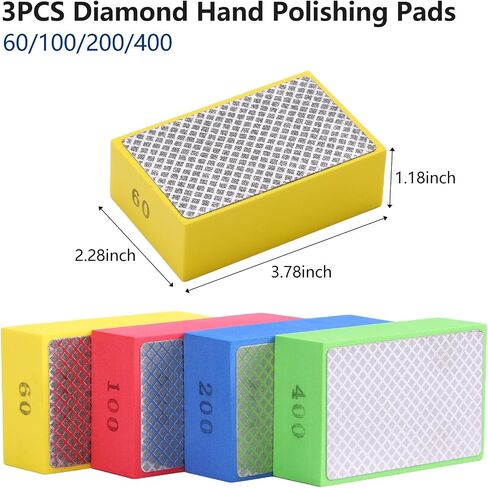 XKDOUS 6PCS Diamond Hand Polishing Pads,60/100/200/400/600/1000 Diamond Sanding Pads Tile Tools Polishing Pad Sanding Block Polishing for Ceramic Tile Glass Stone Marble Granite Metal Grinding in Kuwait