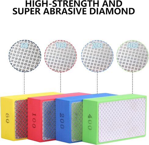 XKDOUS 6PCS Diamond Hand Polishing Pads,60/100/200/400/600/1000 Diamond Sanding Pads Tile Tools Polishing Pad Sanding Block Polishing for Ceramic Tile Glass Stone Marble Granite Metal Grinding in Kuwait