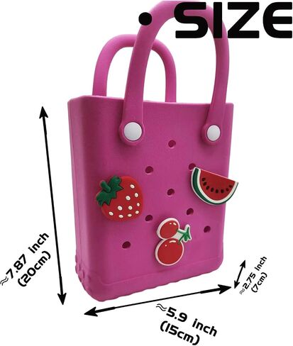 Small Rubber Beach Bag Simple Modern Waterproof Mini Eva Tote Pool Bag With Holes and Crossbody Strap For Women (BLACK) in Saudi Arabia