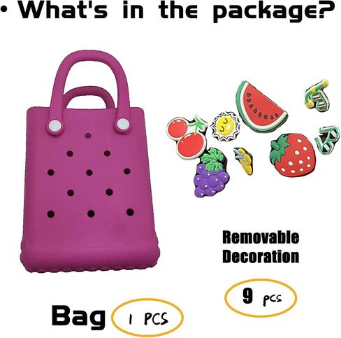 Small Rubber Beach Bag Simple Modern Waterproof Mini Eva Tote Pool Bag With Holes and Crossbody Strap For Women (BLACK) in Saudi Arabia