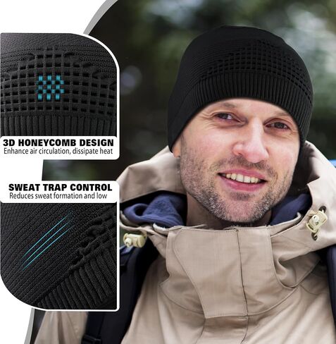 Skull Caps for Men Women Thermal Helmet Liner Mens Beanie Winter Running Hat for Skiing Walking Outdoor Sports in Saudi Arabia