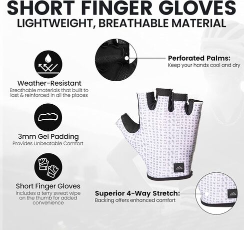 ALMSTHRE Padded Short Finger Cycling Glove | Lightweight & Breathable 4-Way Stretch | Reinforced Palm with 3mm Gel Padding | Designed for Road, Gravel & MTB Adventures in Kuwait
