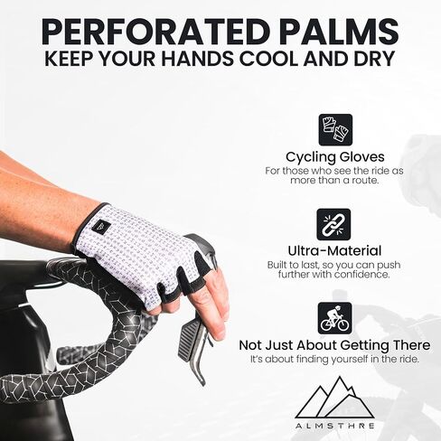 ALMSTHRE Padded Short Finger Cycling Glove | Lightweight & Breathable 4-Way Stretch | Reinforced Palm with 3mm Gel Padding | Designed for Road, Gravel & MTB Adventures in Kuwait