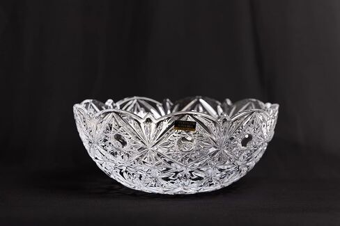 Czech Crystal Glass Bowl-Vase 8'' ''Miranda'' Vintage European Design Elegant Centerpiece Salad Dish Fruits Desserts Candy Wedding Birthday Housewarming Anniversary in Saudi Arabia